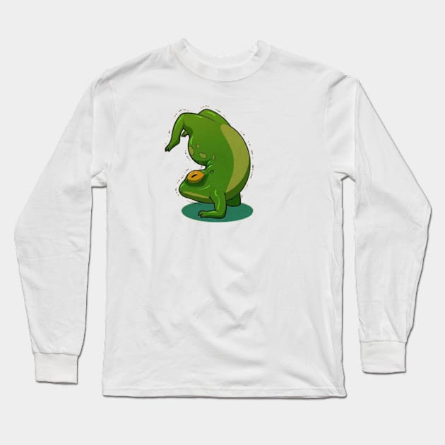 Scorpion pose Long Sleeve T-Shirt by Rons Frogss